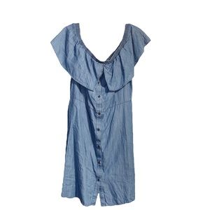 Tommy Hilfiger Off The Shoulder Blue Denim Dress
